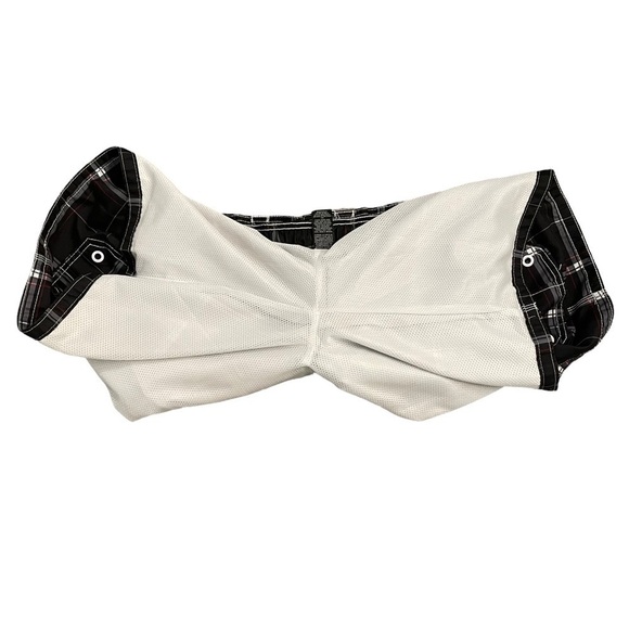 OP Black White Red Board Shorts Swim Trunks Windowpane pattern mesh lining Med - Picture 9 of 13
